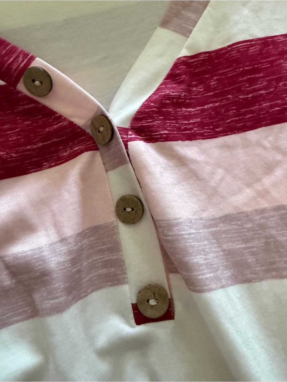 SHEIN Pink and White Striped Long Sleeve Henley Top - Picture 5 of 5